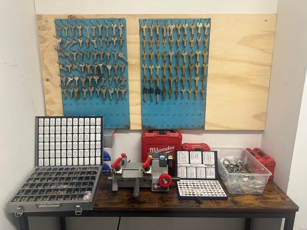 Key cutting station inside the shop
